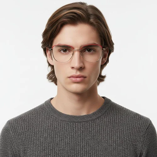 Lunettes papillon en métal rouge #BS2425-0033