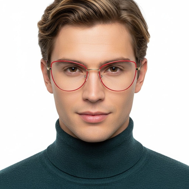 Schmetterlings-rote Metallbrille #BS2425-0053