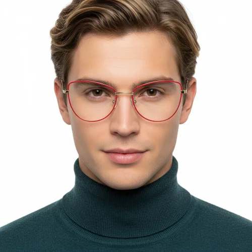 Lunettes papillon en métal rouge #BS2425-0053