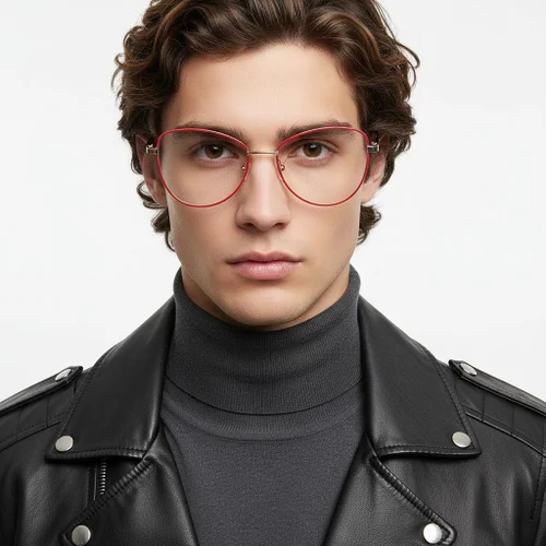 Lunettes papillon en métal rouge #BS2425-0059