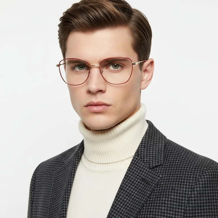 Gafas de metal rojo mariposa #BS2425-0079