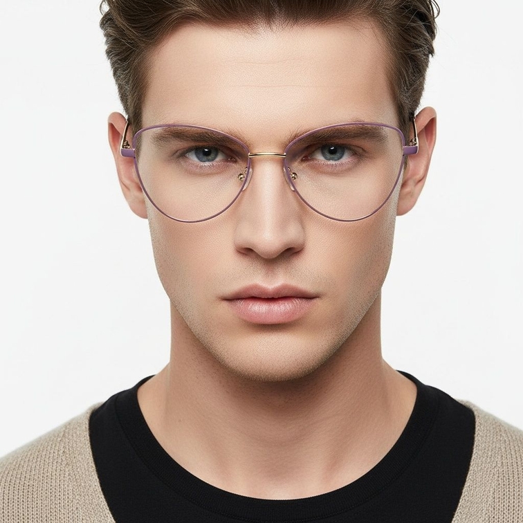 Gafas de metal morado con forma de mariposa #BS2425-0082