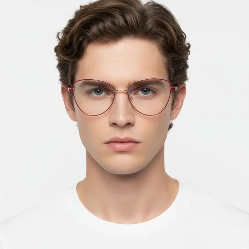 Lunettes papillon en métal rouge #BS2425-0083