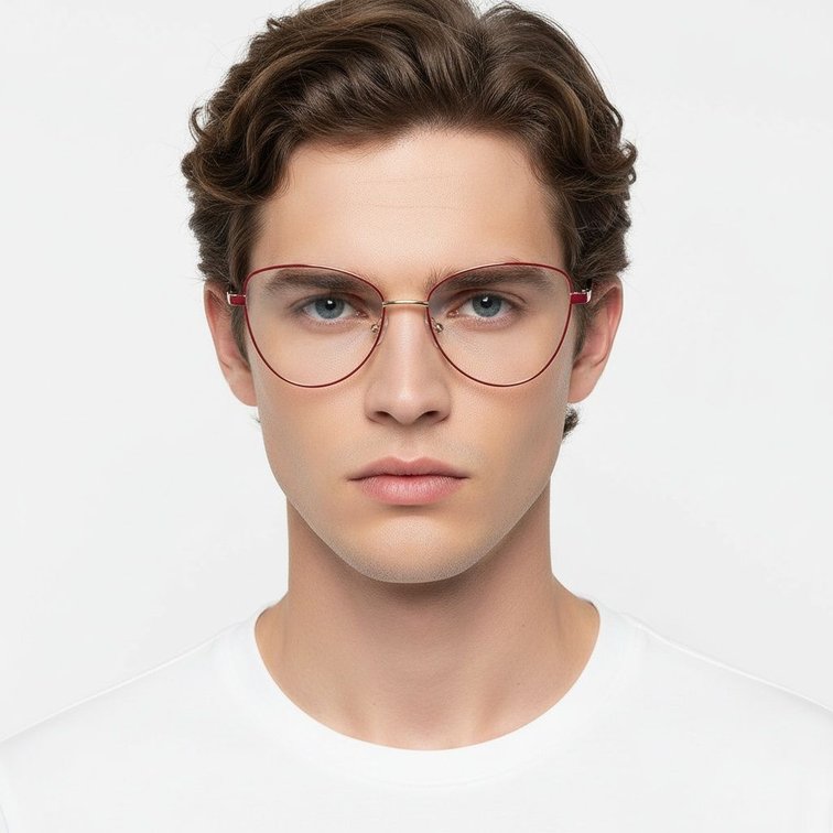 Gafas de metal rojo mariposa #BS2425-0083
