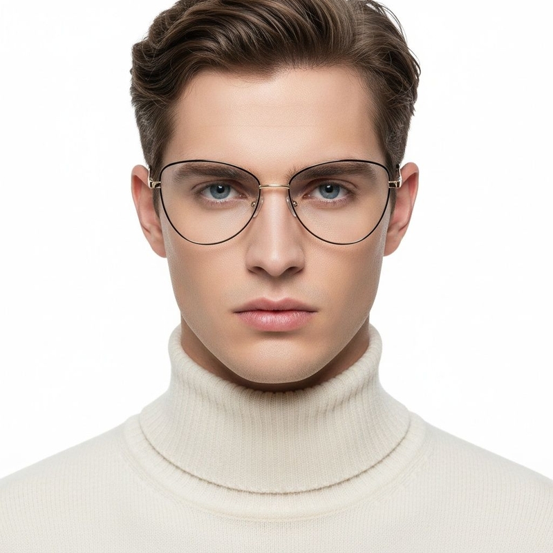 Gafas de metal negro con forma de mariposa #BS2425-0084