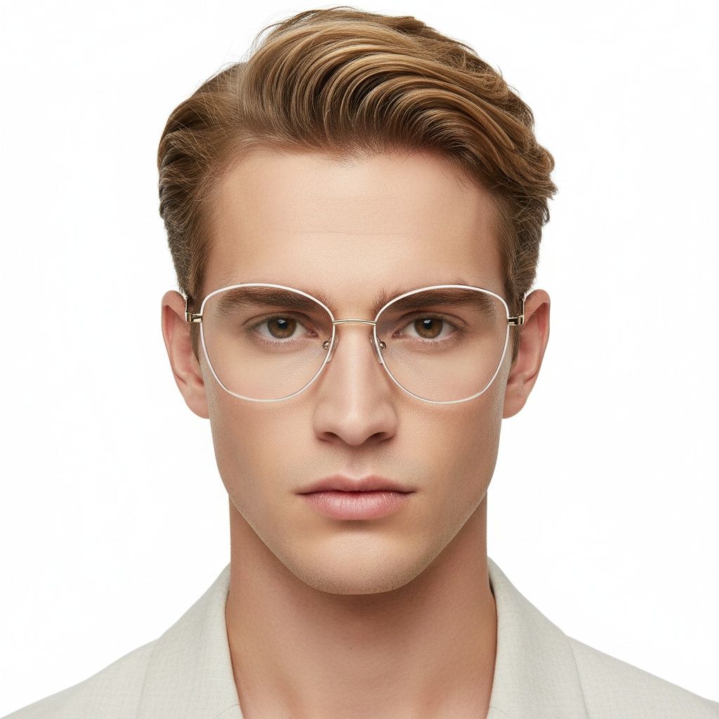 Gafas de metal blanco con forma de mariposa #BS2425-0100