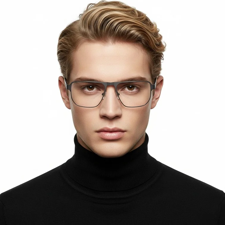 Gafas rectangulares de metal blanco #BS2425-0101