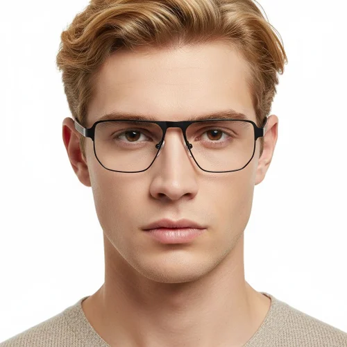 Lunettes rectangulaires en métal rouge #BS2425-0104