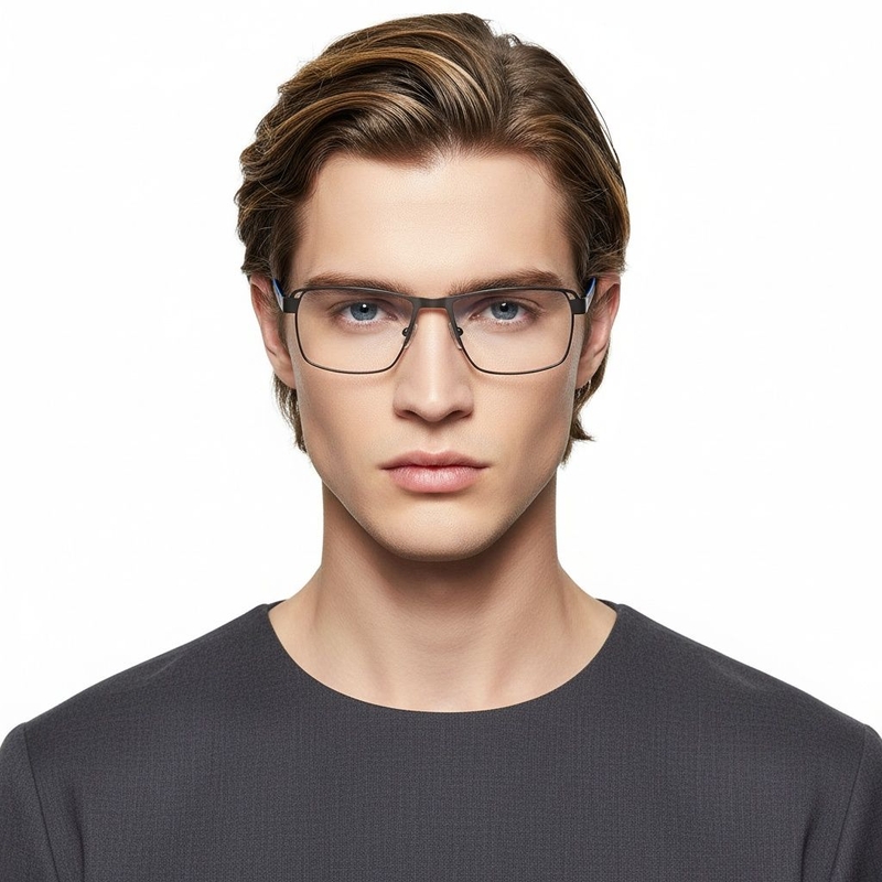 Rectangular Grey Metal Glasses #BS2425-0107