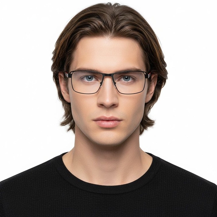Rectangular Red Metal Glasses #BS2425-0109