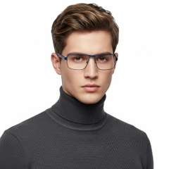 Rectangular Blue Metal Glasses #BS2425-0114