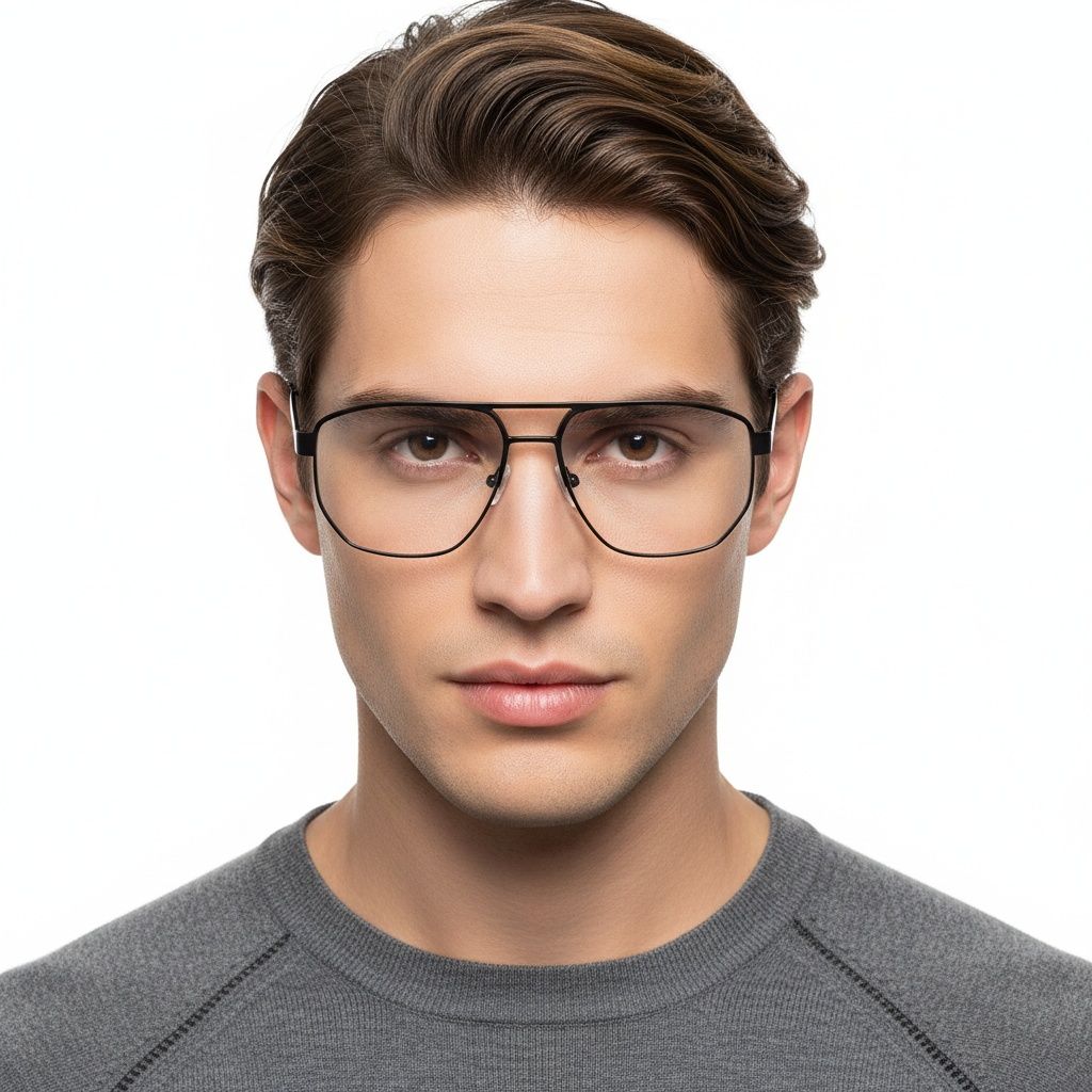 Aviator Grey Metal Glasses #BS2425-0116