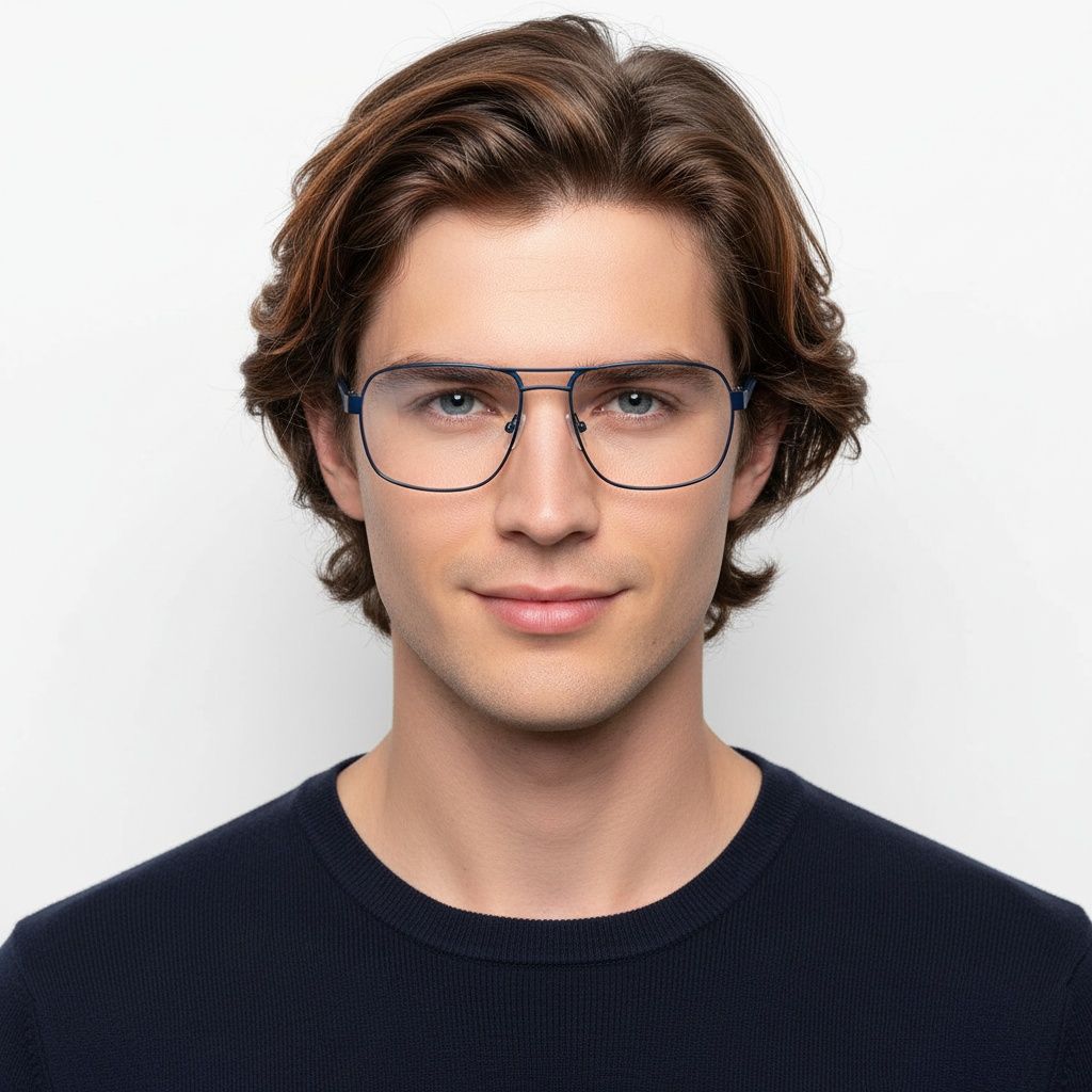 Aviatorblauwe metalen bril #BS2425-0126