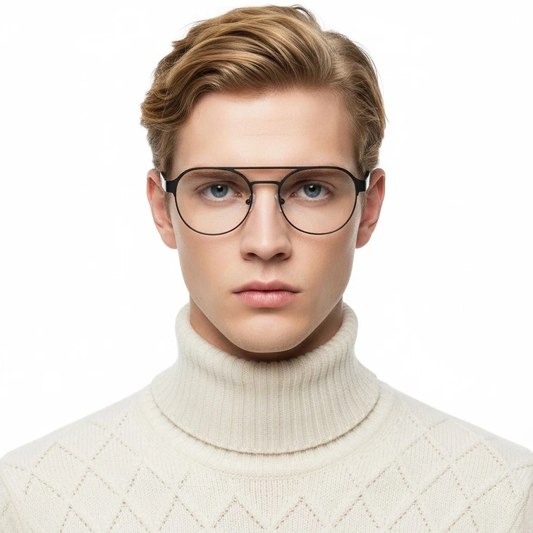 Lunettes aviateur noires en métal #BS2425-0129