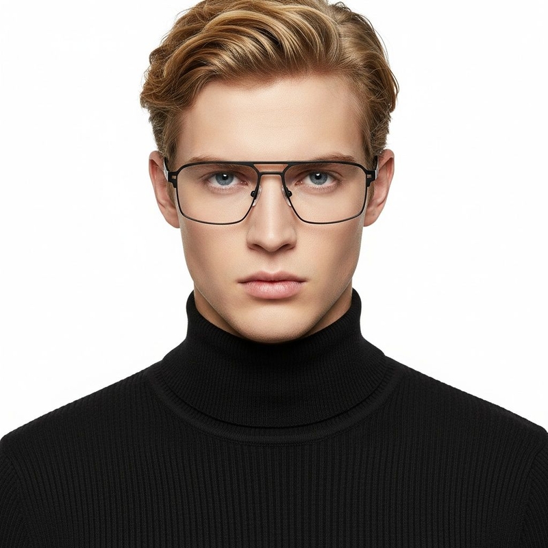 Aviator Zwarte Metalen Bril #BS2425-0139