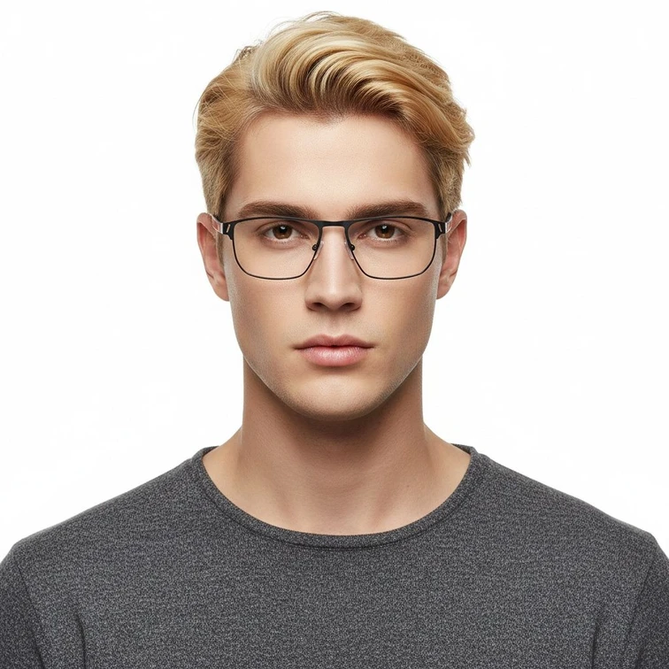 Rectangular Red Metal Glasses #BS2425-0142