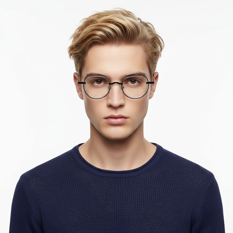 Lunettes ovales en métal noir #BS2425-0143