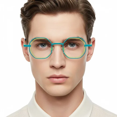 Lunettes géométriques en métal vert #BS2425-0156