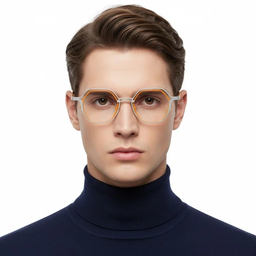 Occhiali geometrici in metallo arancione #BS2425-0159