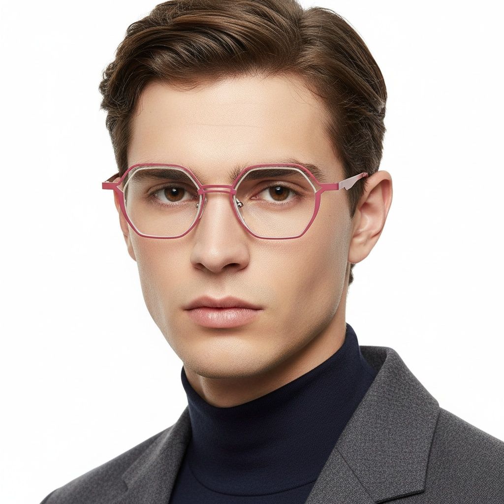 Gafas geométricas de metal rosa #BS2425-0160