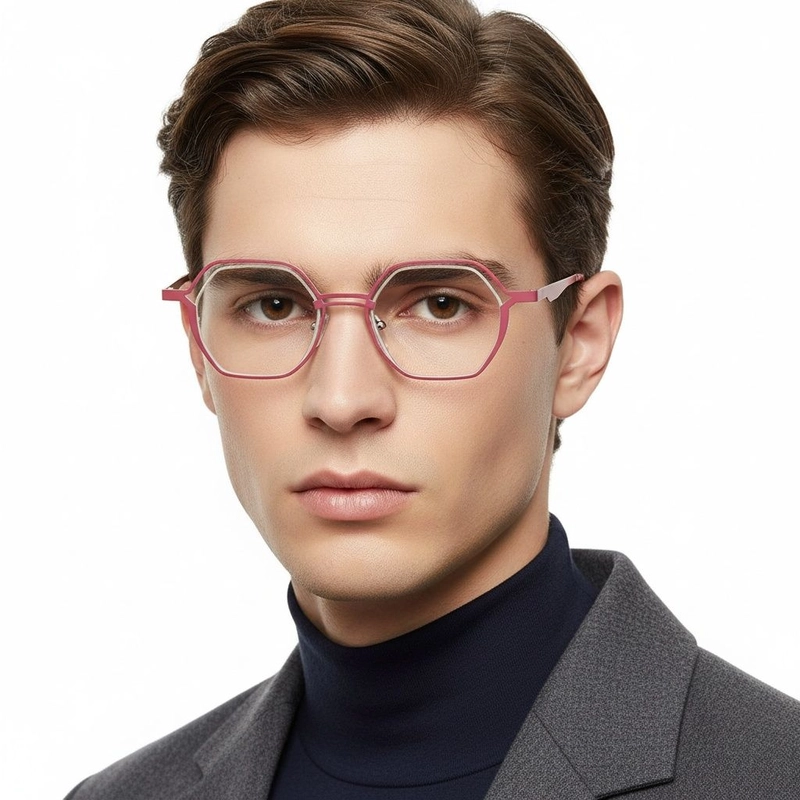 Gafas geométricas de metal rosa #BS2425-0160