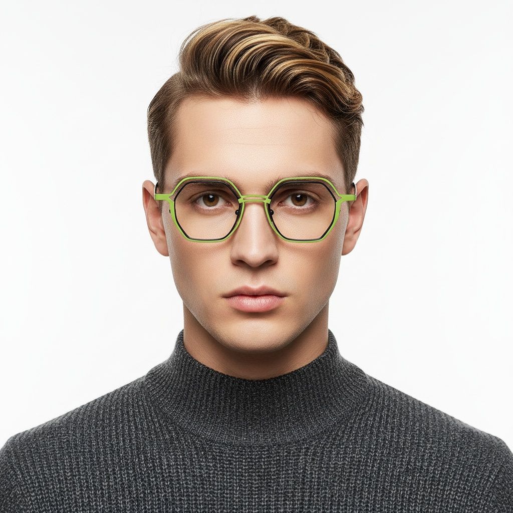 Geometric Green Metal Glasses #BS2425-0161
