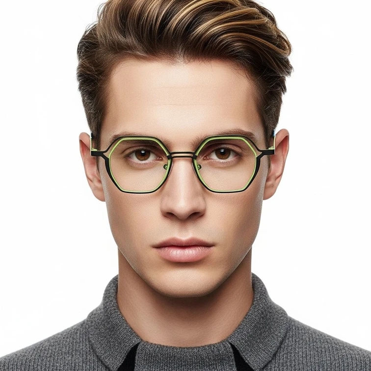 Gafas geométricas de metal negro #BS2425-0163