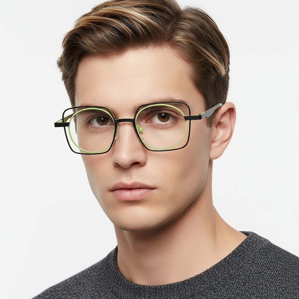 Rectangular Black Metal Glasses #BS2425-0167