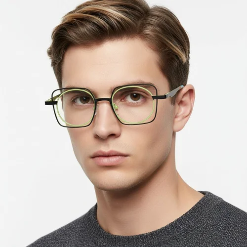 Lunettes rectangulaires en métal noir #BS2425-0167