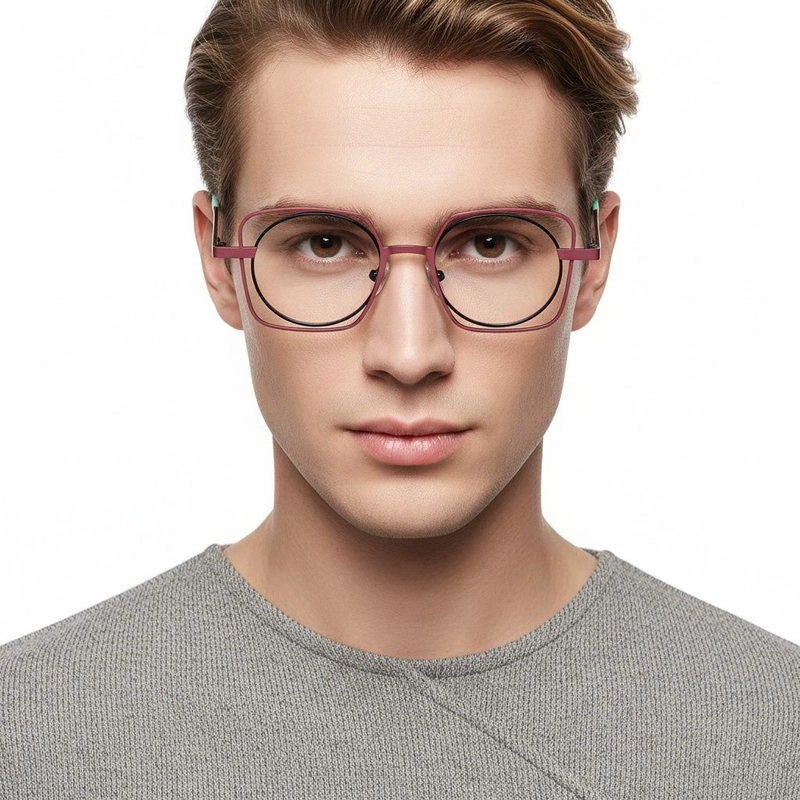 Rectangular Brown Metal Glasses #BS2425-0168
