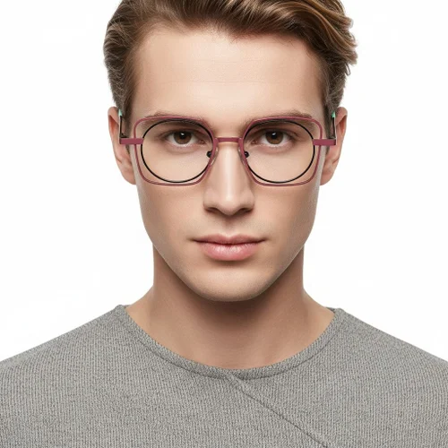 Lunettes rectangulaires en métal marron #BS2425-0168