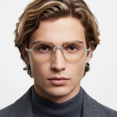 Geometric Orange Metal Glasses #BS2425-0169
