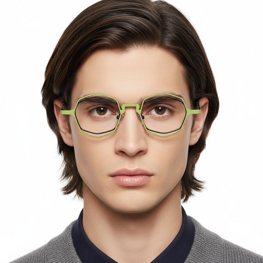 Geometric Green Metal Glasses #BS2425-0171