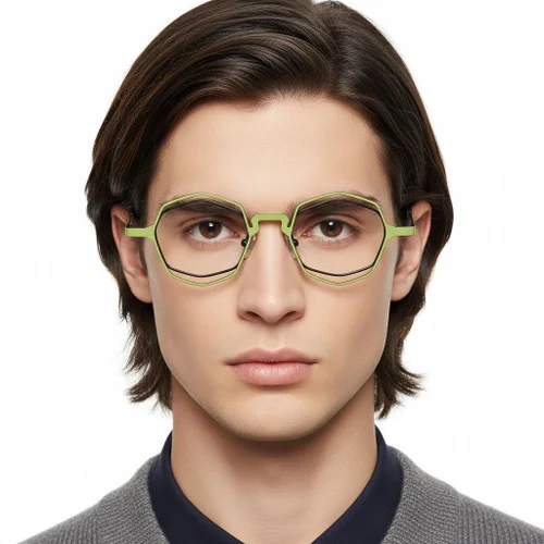 Lunettes géométriques en métal vert #BS2425-0171