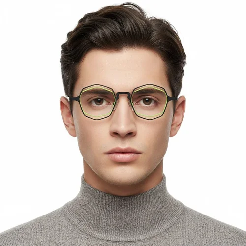 Lunettes géométriques en métal noir #BS2425-0173