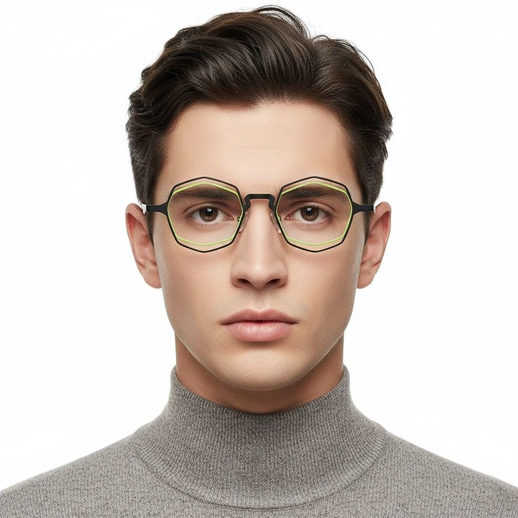 Geometric Black Metal Glasses #BS2425-0173