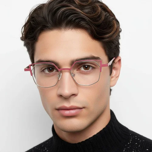 Lunettes irrégulières en métal rose #BS2425-0176
