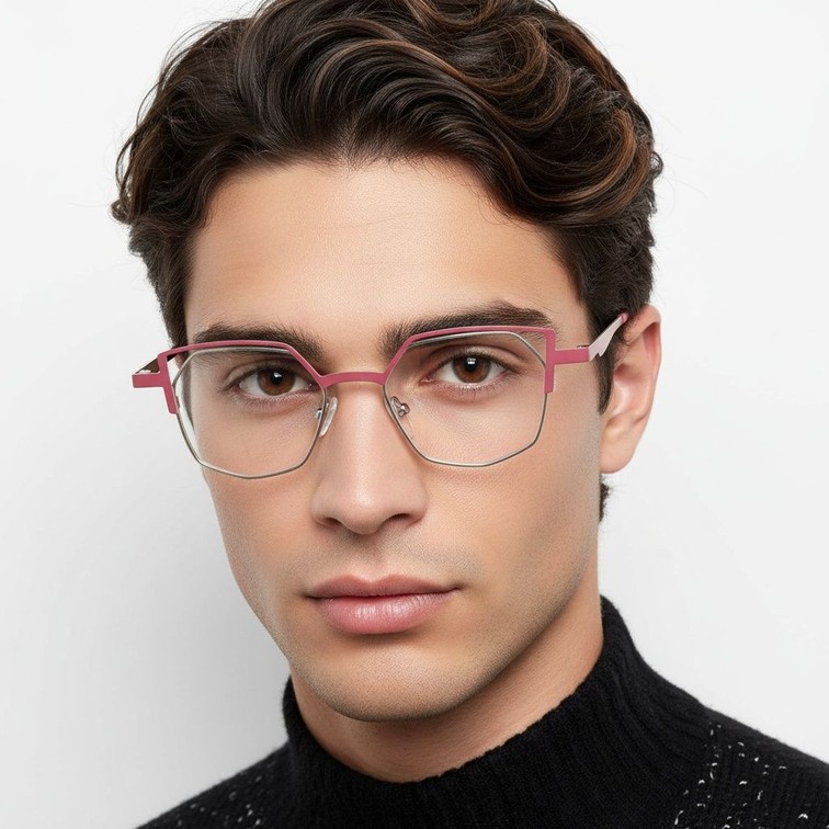 Lunettes irrégulières en métal rose #BS2425-0176