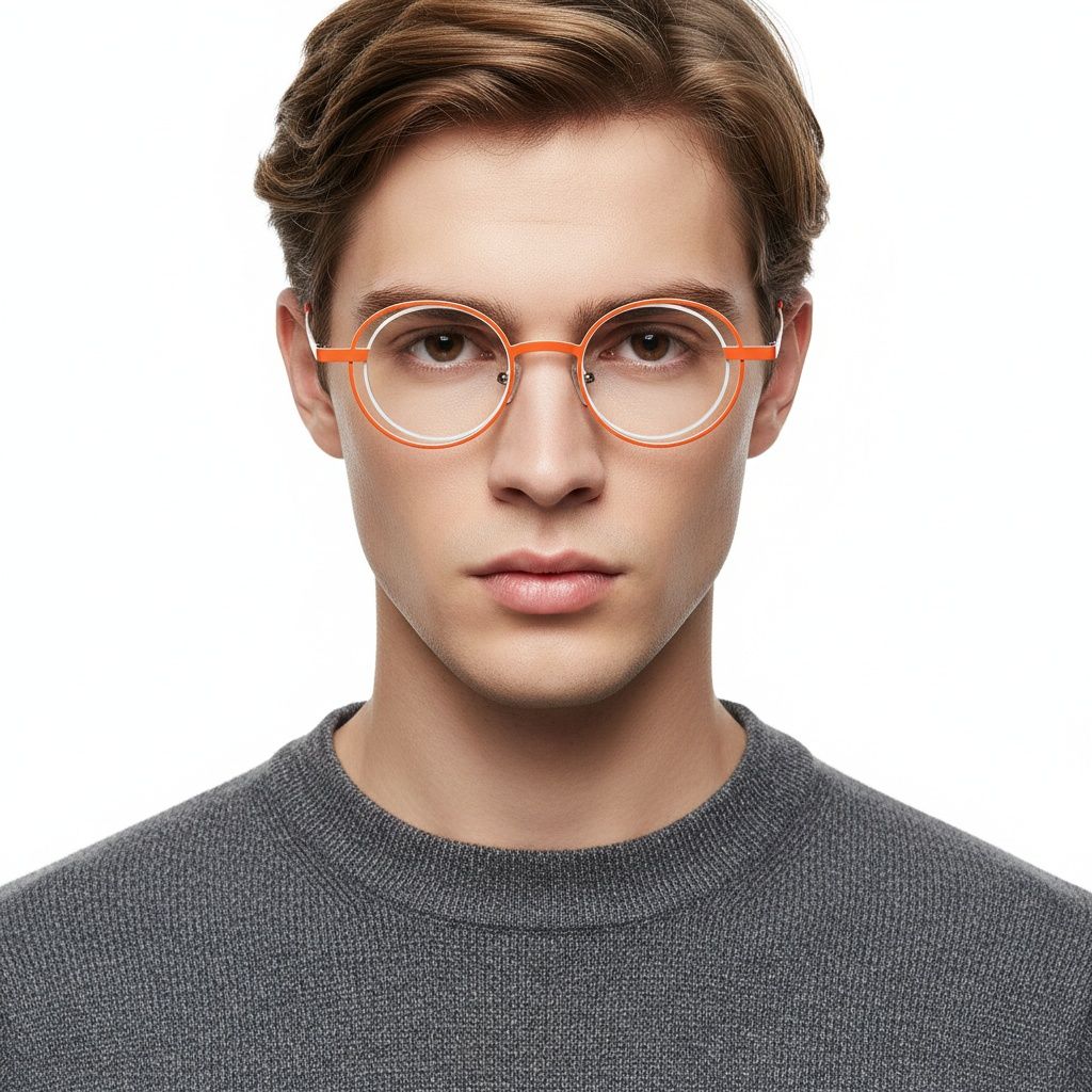 Oval Orange Metal Glasses #BS2425-0181