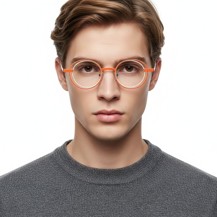 Oval Orange Metal Glasses #BS2425-0181
