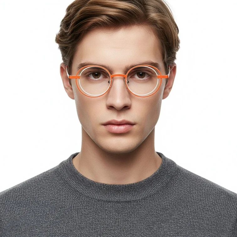 Oval Orange Metal Glasses #BS2425-0181