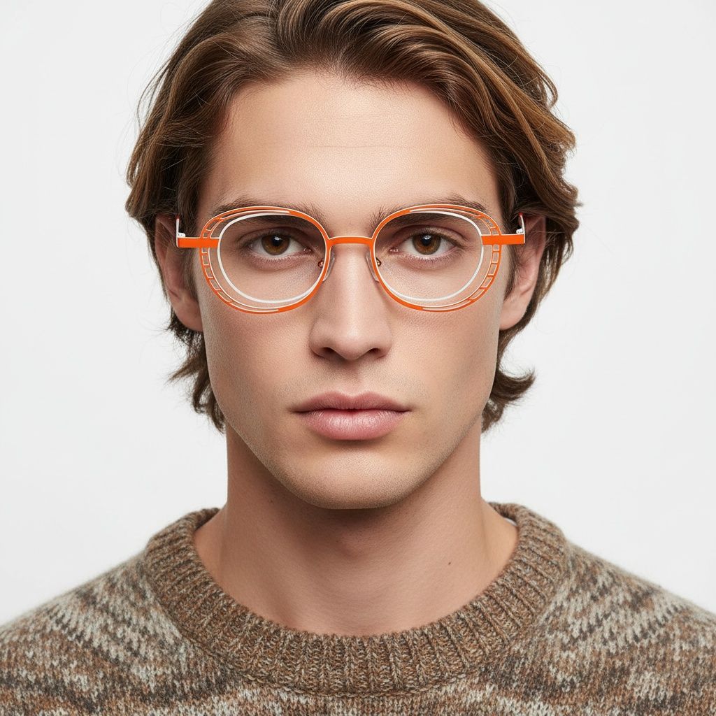 Oval Orange Metal Glasses #BS2425-0187