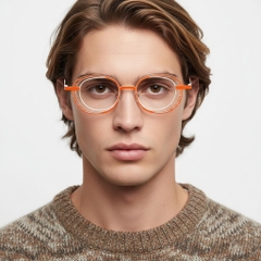 Oval Orange Metal Glasses #BS2425-0187