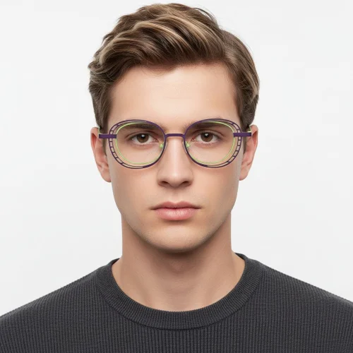 Lunettes ovales en métal vert #BS2425-0188