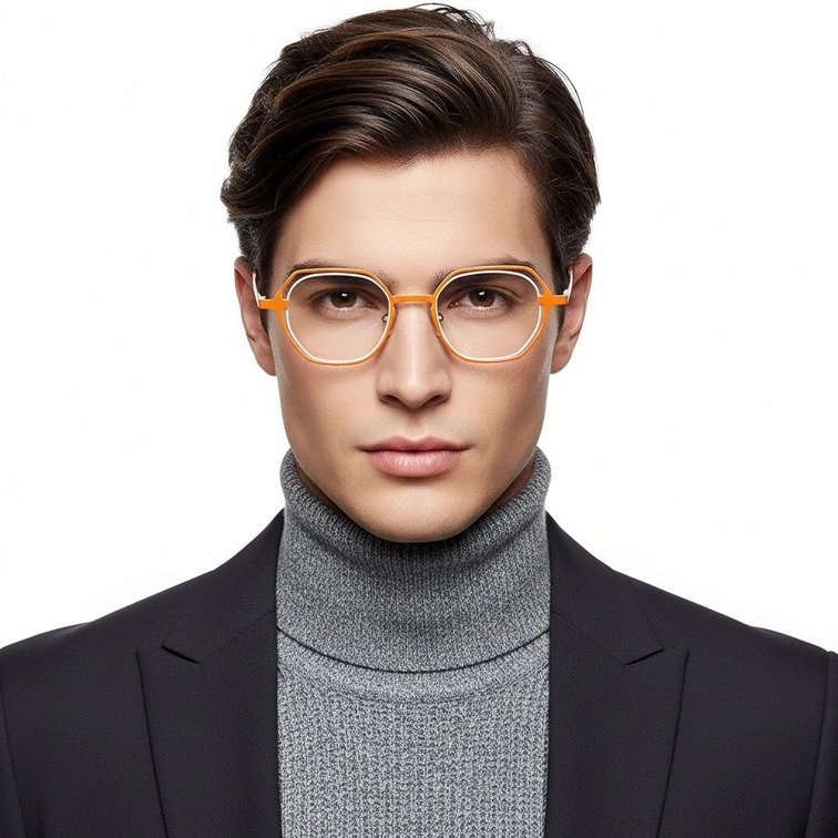 Geometric Orange Metal Glasses #BS2425-0193