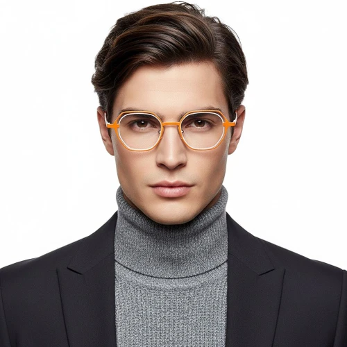 Geometric Orange Metal Glasses #BS2425-0193