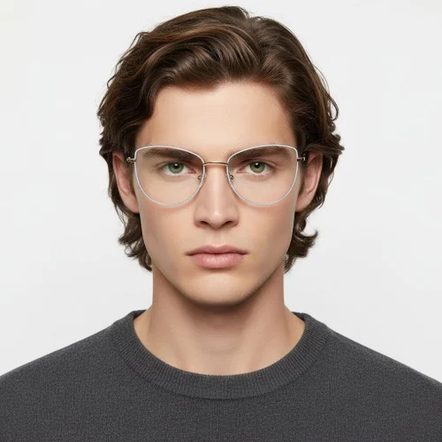 Lunettes papillon en métal bleu #BS2425-0199