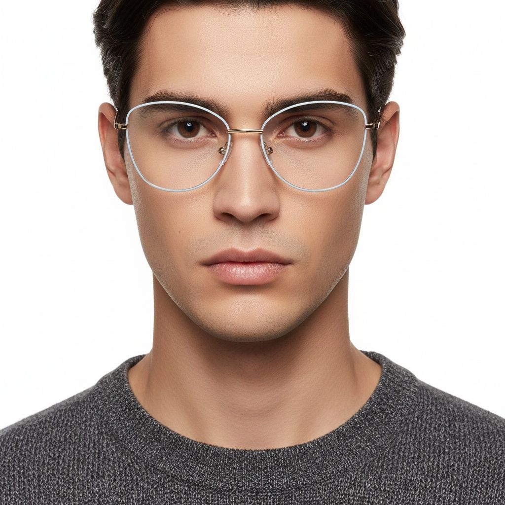 Lunettes papillon en métal bleu #BS2425-0208