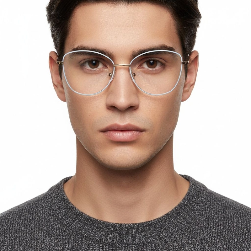 Lunettes papillon en métal bleu #BS2425-0208