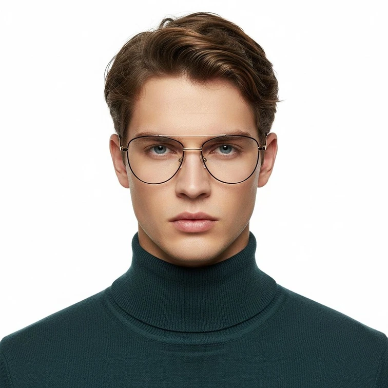Oval Black Metal Glasses #BS2425-0213